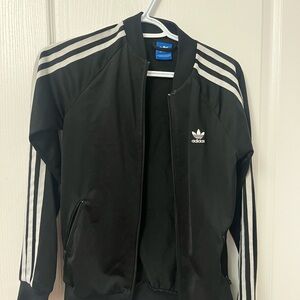 Adidas Black Bomber Jacket with Signature Stripes